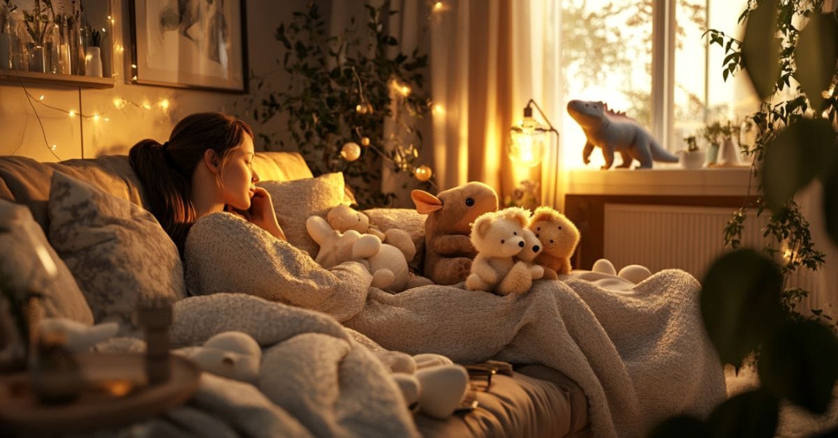 Voksen kvinde med tyngde bamse